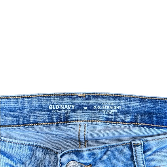 Old Navy Extra Stretch O.G Straight High Rise Distressed Jeans Size 16 - Picture 8 of 8